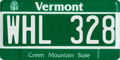 VT license plate WHL328