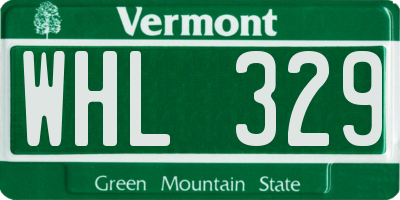 VT license plate WHL329