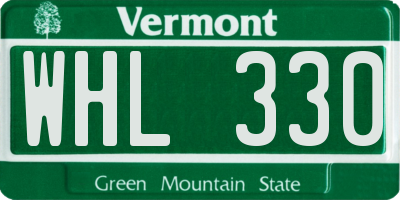 VT license plate WHL330