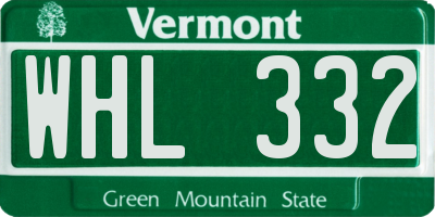 VT license plate WHL332