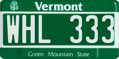 VT license plate WHL333
