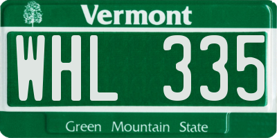 VT license plate WHL335