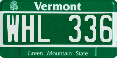 VT license plate WHL336