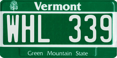 VT license plate WHL339