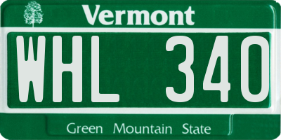 VT license plate WHL340