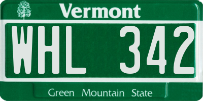 VT license plate WHL342