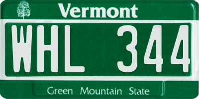 VT license plate WHL344