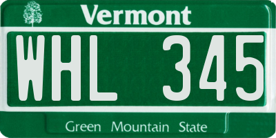 VT license plate WHL345