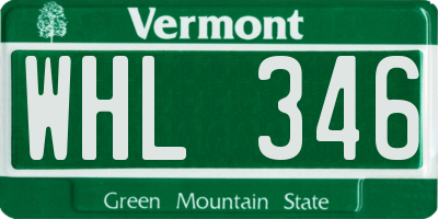 VT license plate WHL346