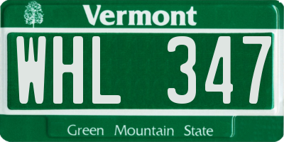 VT license plate WHL347
