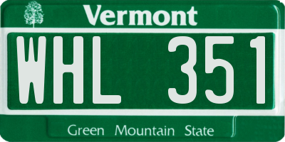 VT license plate WHL351