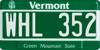 VT license plate WHL352