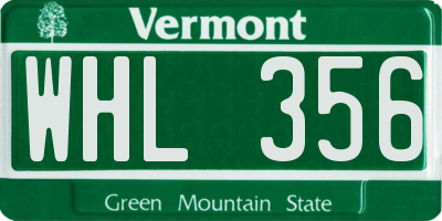VT license plate WHL356