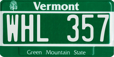 VT license plate WHL357