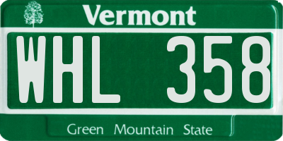 VT license plate WHL358