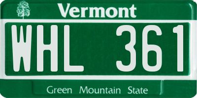 VT license plate WHL361