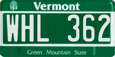 VT license plate WHL362