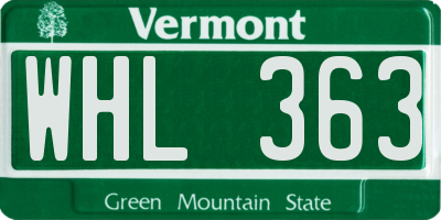 VT license plate WHL363