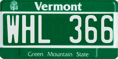 VT license plate WHL366