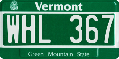 VT license plate WHL367