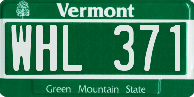 VT license plate WHL371