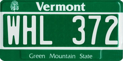 VT license plate WHL372