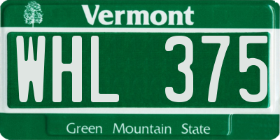 VT license plate WHL375
