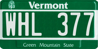 VT license plate WHL377