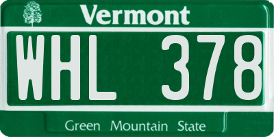 VT license plate WHL378