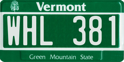 VT license plate WHL381