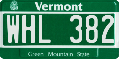 VT license plate WHL382