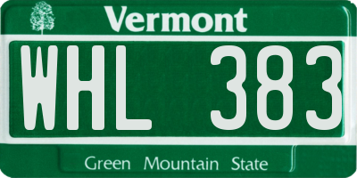 VT license plate WHL383
