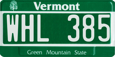VT license plate WHL385