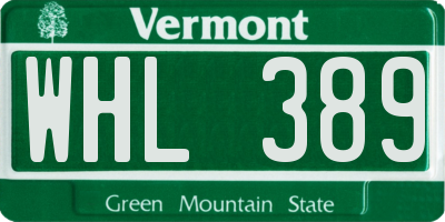 VT license plate WHL389
