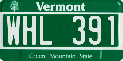 VT license plate WHL391