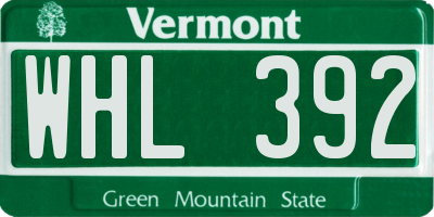 VT license plate WHL392