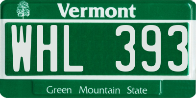 VT license plate WHL393
