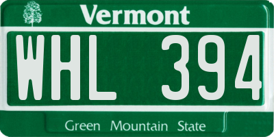 VT license plate WHL394
