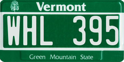 VT license plate WHL395