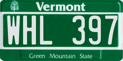 VT license plate WHL397