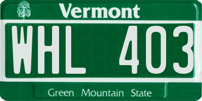 VT license plate WHL403