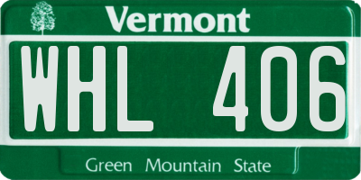 VT license plate WHL406