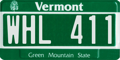 VT license plate WHL411