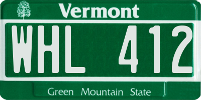 VT license plate WHL412