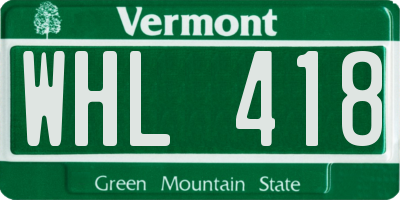 VT license plate WHL418