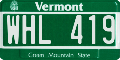 VT license plate WHL419