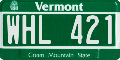 VT license plate WHL421
