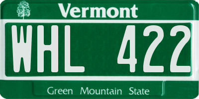 VT license plate WHL422