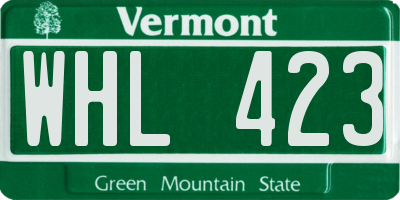 VT license plate WHL423