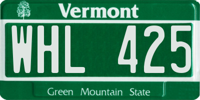 VT license plate WHL425